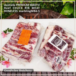 Beef rib CHUCK RIB MEAT shortrib boneless Australia premium WAGYU marbling MB4-5 LEGACY frozen +/- 2.6kg 35x25x5cm 2slabs/pack (price/kg)